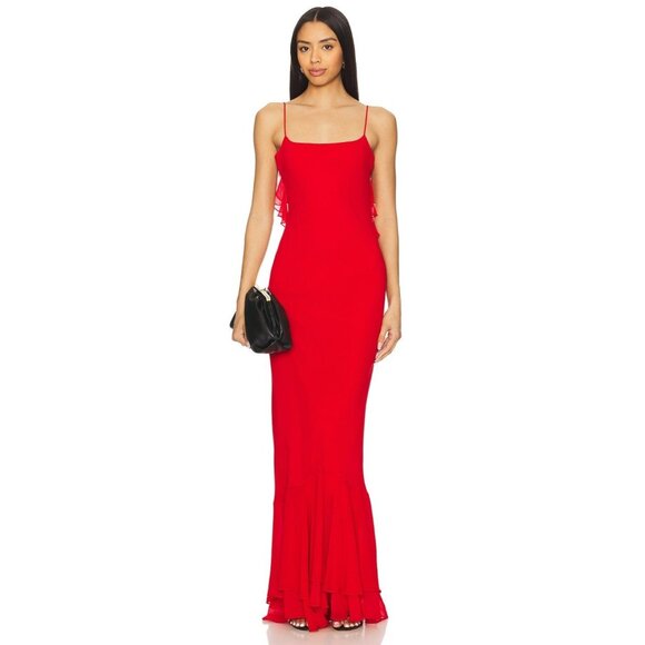 DELFI Lou Dress in Cherry Small New Womens Backless Maxi Gown - Picture 2 of 13
